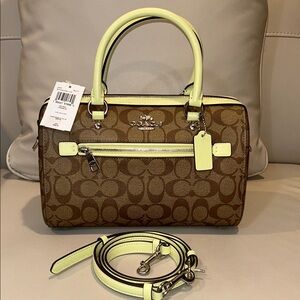 Coach NWT Rowan Brown and  Lime 2 Way Satchel